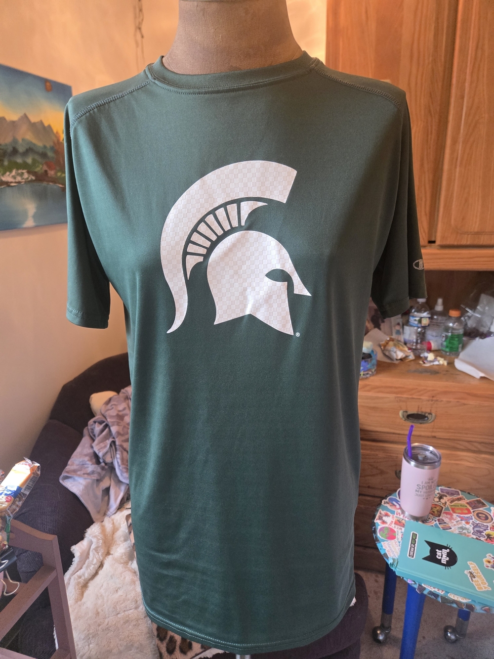 NWOT Michigan State University Mens Small Green Jersey With Sparty Logo